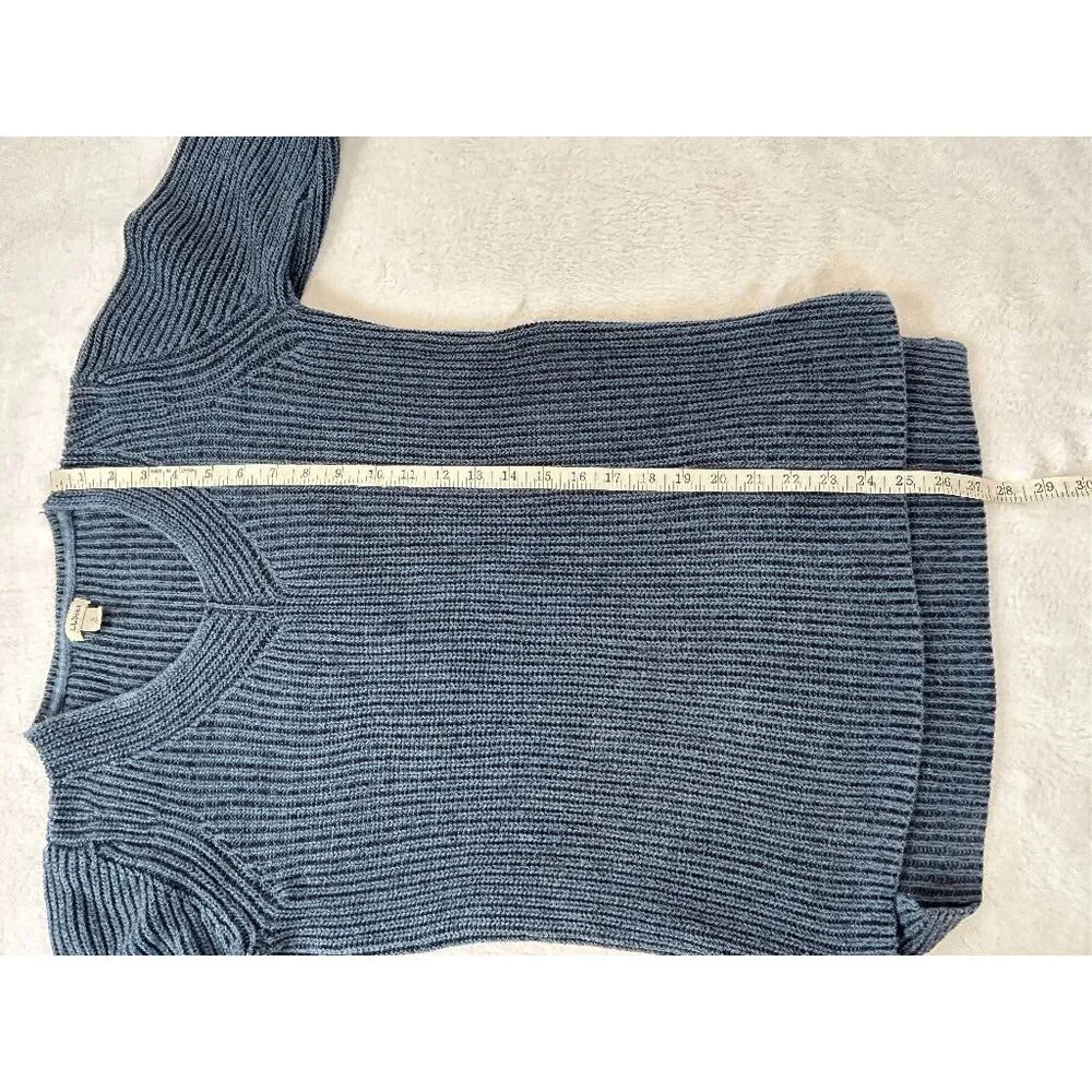 Women's L.L. Bean Cable Knit V-neck Sweater Size Small, Dark Blue 100% Cotton